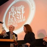 Produtor e distribuidor uruguaio Walter Achugar, Camila Neves de BNDES e Viviane B. Spinelli